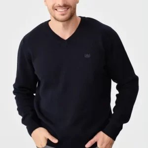 Erkek V Yaka Klasik Yün Kazak (Lacivert)