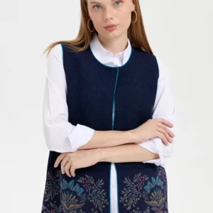 Triko Önü Açık Araboy Yün Yelek (Lacivert)