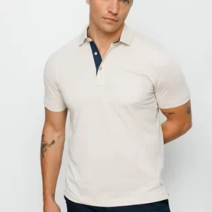 Erkek Polo Yaka Düğmeli T-Shirt (Taş)